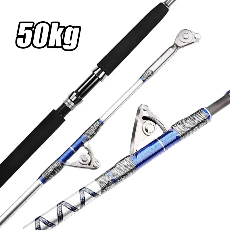 Fishing Rod Surf - ローラーガイド付きオフショアフィッシングロッド,50kg, 1.98m, 2.1m, 2本