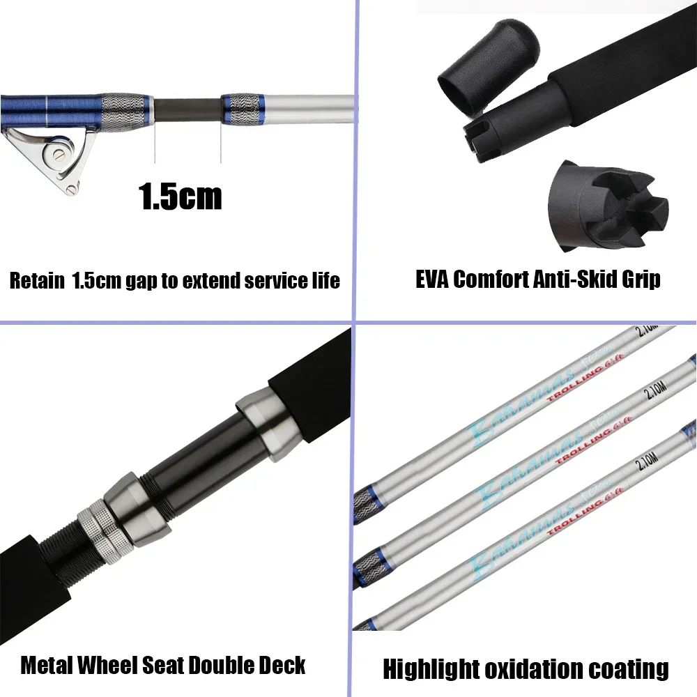 ローラーガイド付きオフショアフィッシングロッド,50kg,  - Fishing Rod Surf のレビューと価格