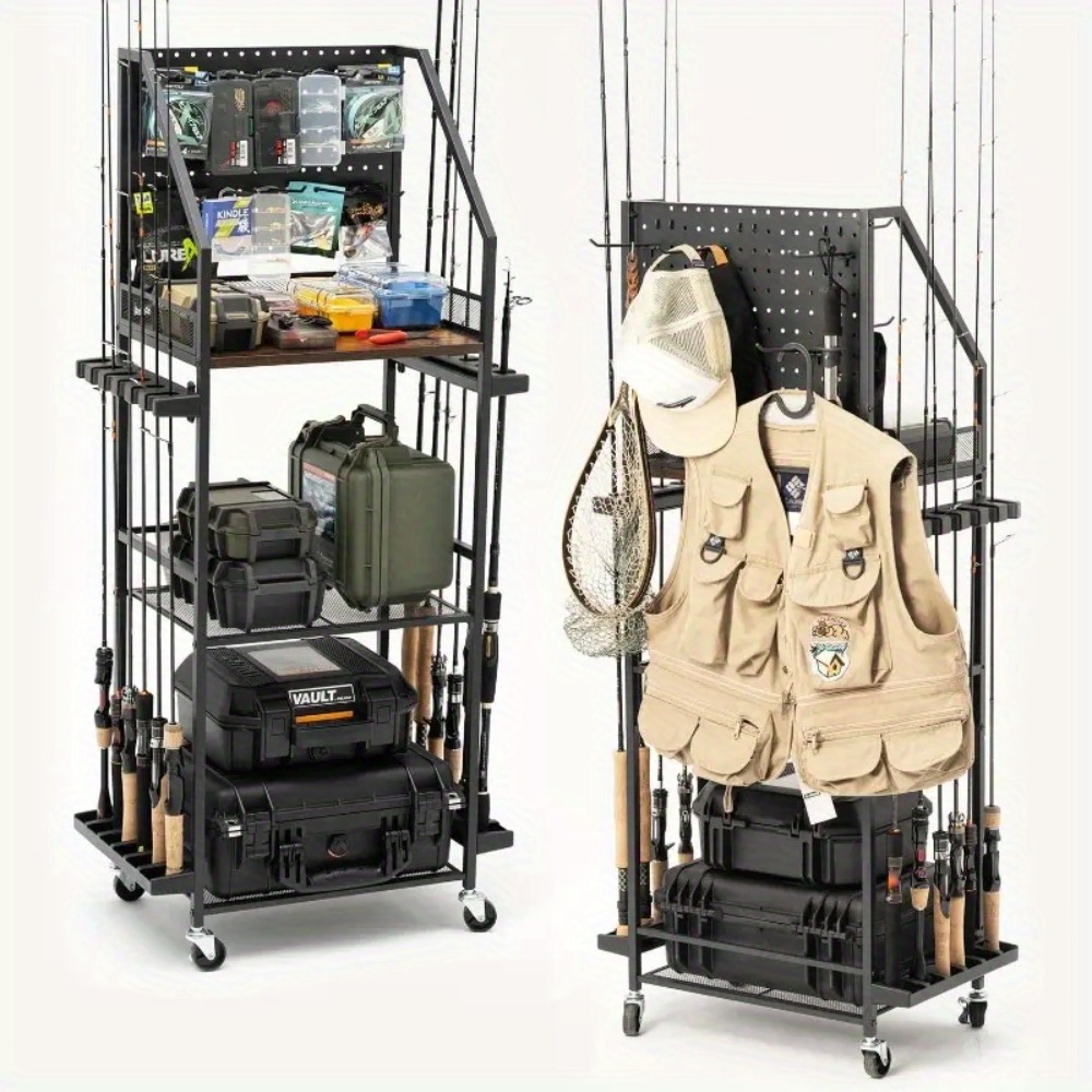 ガレージ用釣り竿ホルダー、ペグボードフック付き12本用釣り竿 - Fishing Rod Case のレビューと価格
